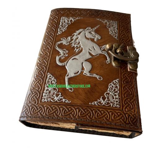Unicorn horse antique custom design personalize vintage leathers journal book of shadows antique Diary book 2022 planner